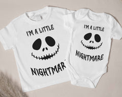 I'm a little Nightmare Baby Bodysuit, Nightmare Clothing for Baby, Costume Halloween Body for Gift, Halloween Gift for Baby Announcement