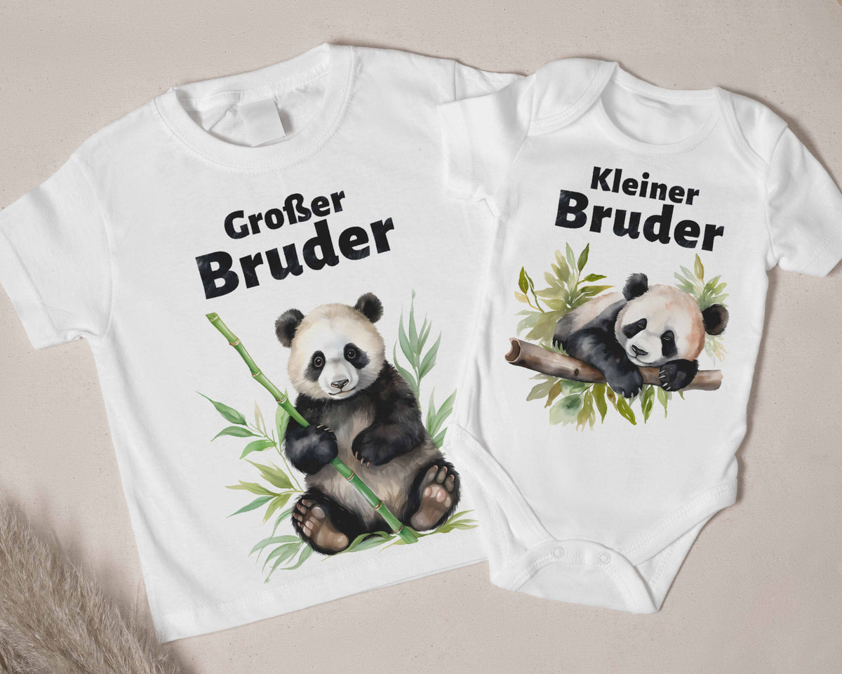 Big Brother & Little Brother Matching Outfit - Panda Sibling Shirts, Panda Bear Theme Matching Outfits - Brother Gift Set, Big Sister