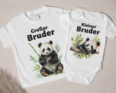 Big Brother & Little Brother Matching Outfit - Panda Sibling Shirts, Panda Bear Theme Matching Outfits - Brother Gift Set, Big Sister