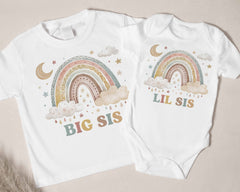 Big Sis & Little Sister Matching Outfit - Rainbow Sister Shirts, Rainbow Theme Matching Outfits - Sisters Gift Set, Big Sister Outfit