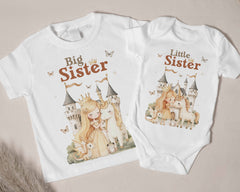 Big Sister & Little Sister Princess Matching Outfit - Unicorn Sisters Shirts, Unicorn Theme Matching Outfits, Big Sister Princess Shirt