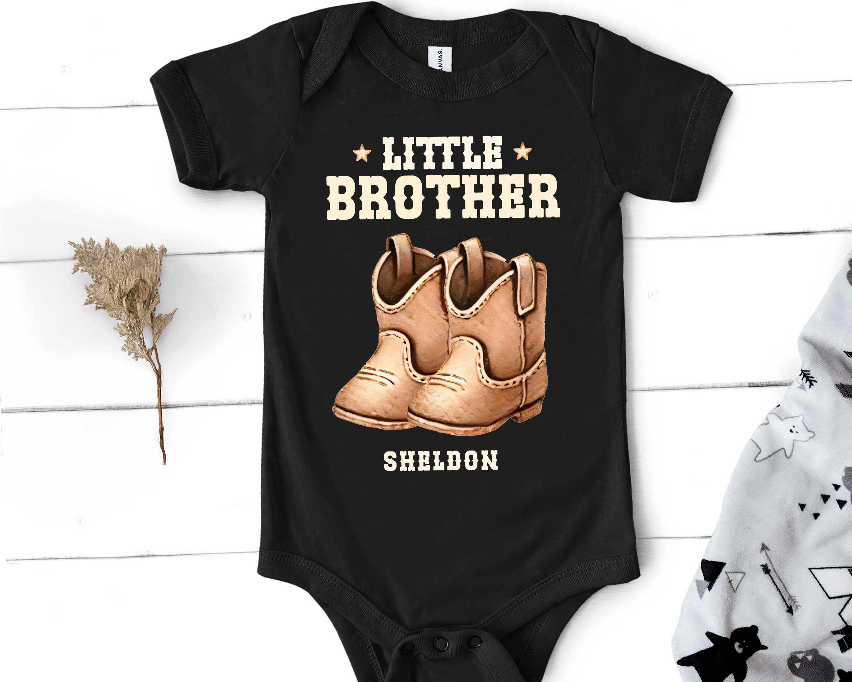 Big Brother & Little Brother Cowboy Matching Outfit - Western Sibling Shirts, Cow Theme Matching Outfits - Brother Gift Set