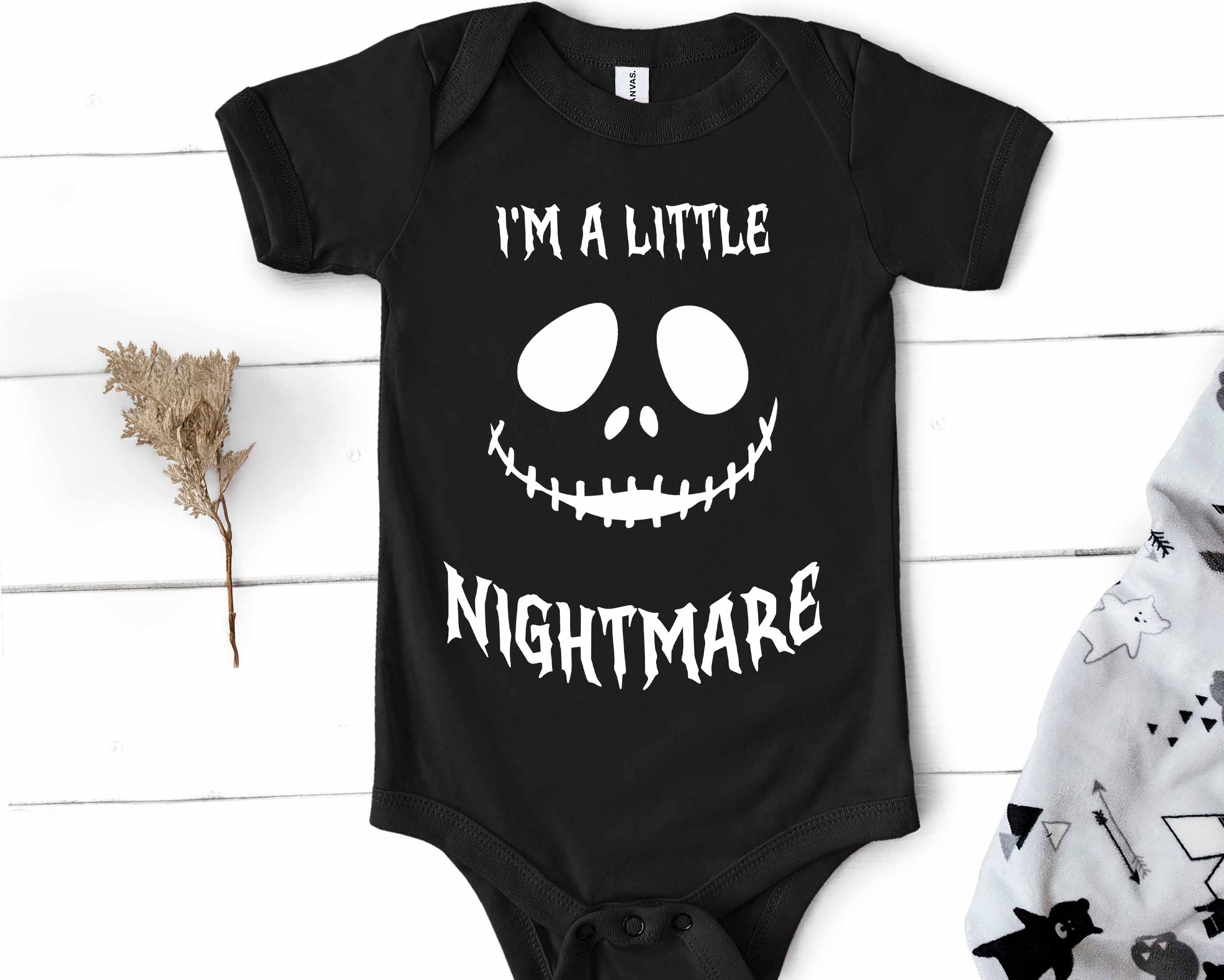 I'm a little Nightmare Baby Bodysuit, Nightmare Clothing for Baby, Costume Halloween Body for Gift, Halloween Gift for Baby Announcement