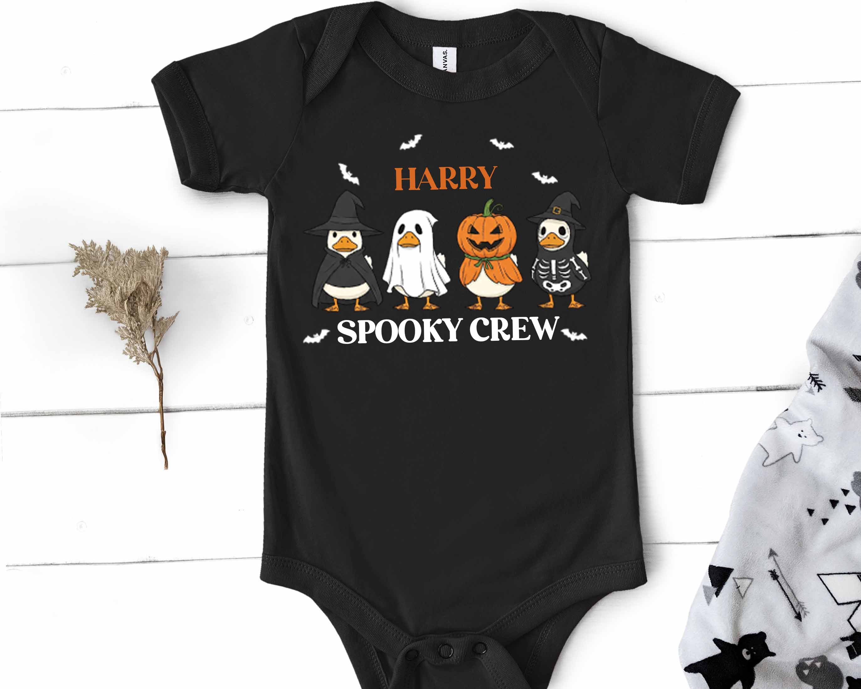 Matching Halloween Outfit for Mom and Baby – Spooky Crew Bodysuit and T-Shirt Set – Personalised Family Halloween Shirts