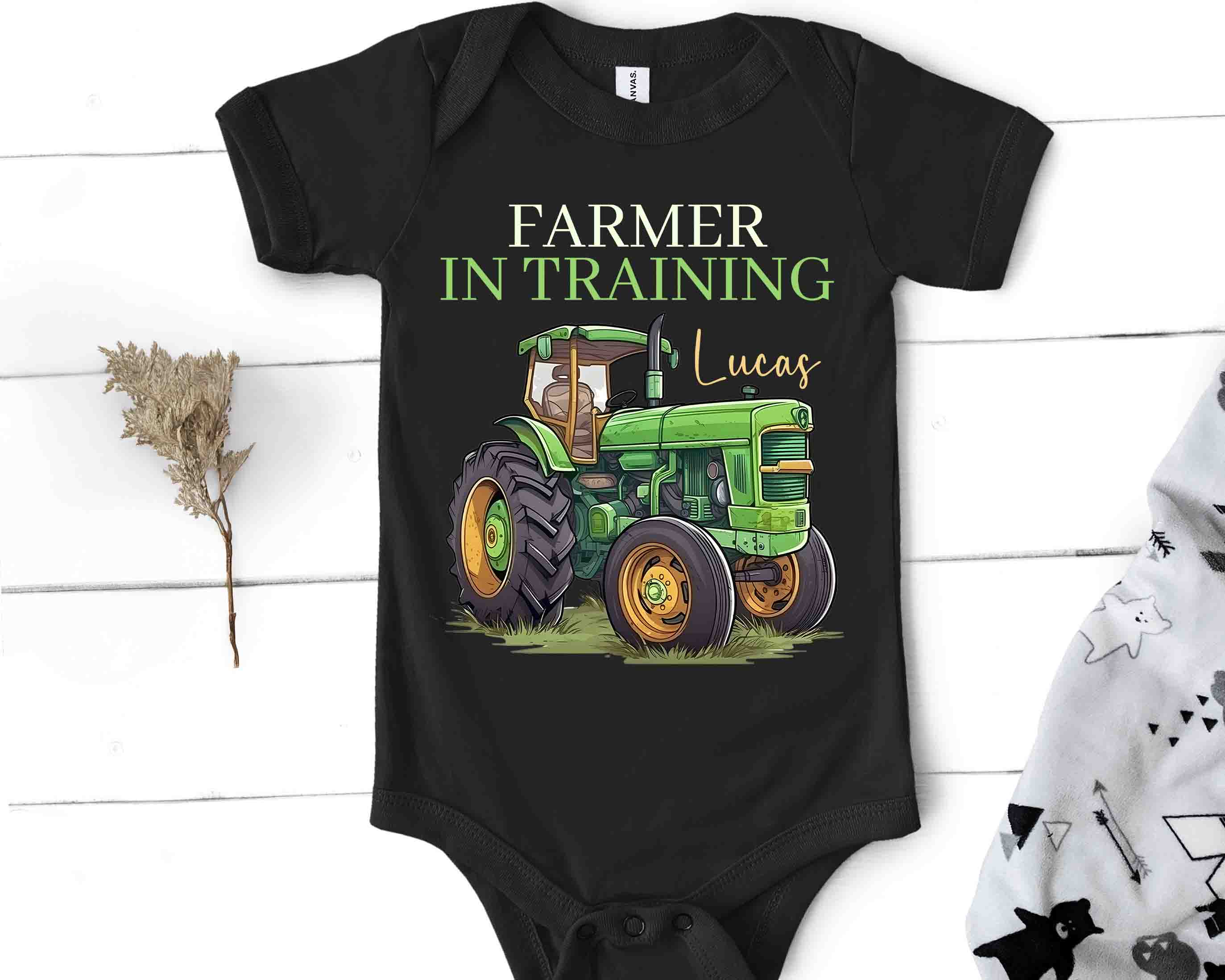 Farmer in Training and Trainer Shirt Set – Matching Brother and Baby Tractor Outfits, Custom Farm Baby Clothes, Country Family Gift