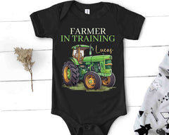 Farmer in Training and Trainer Shirt Set – Matching Brother and Baby Tractor Outfits, Custom Farm Baby Clothes, Country Family Gift