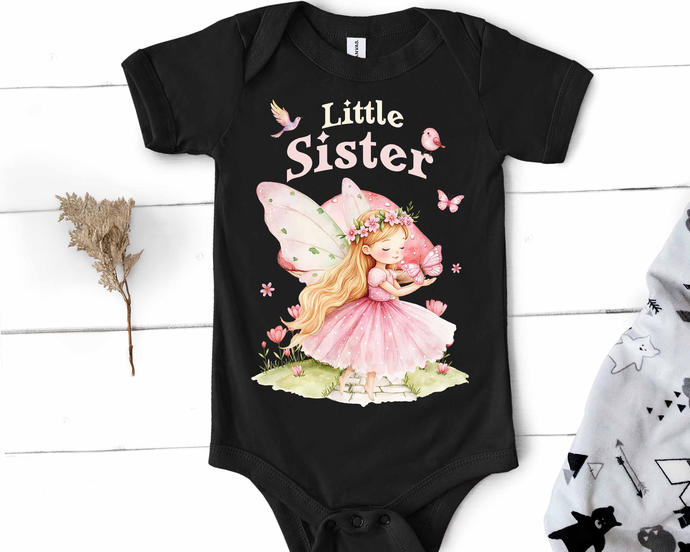Big Sister & Little Sister Fairy Matching Outfit - Fairy Sibling Shirts, Fairy Theme Matching Outfits, Big Sister Butterfly Shirt