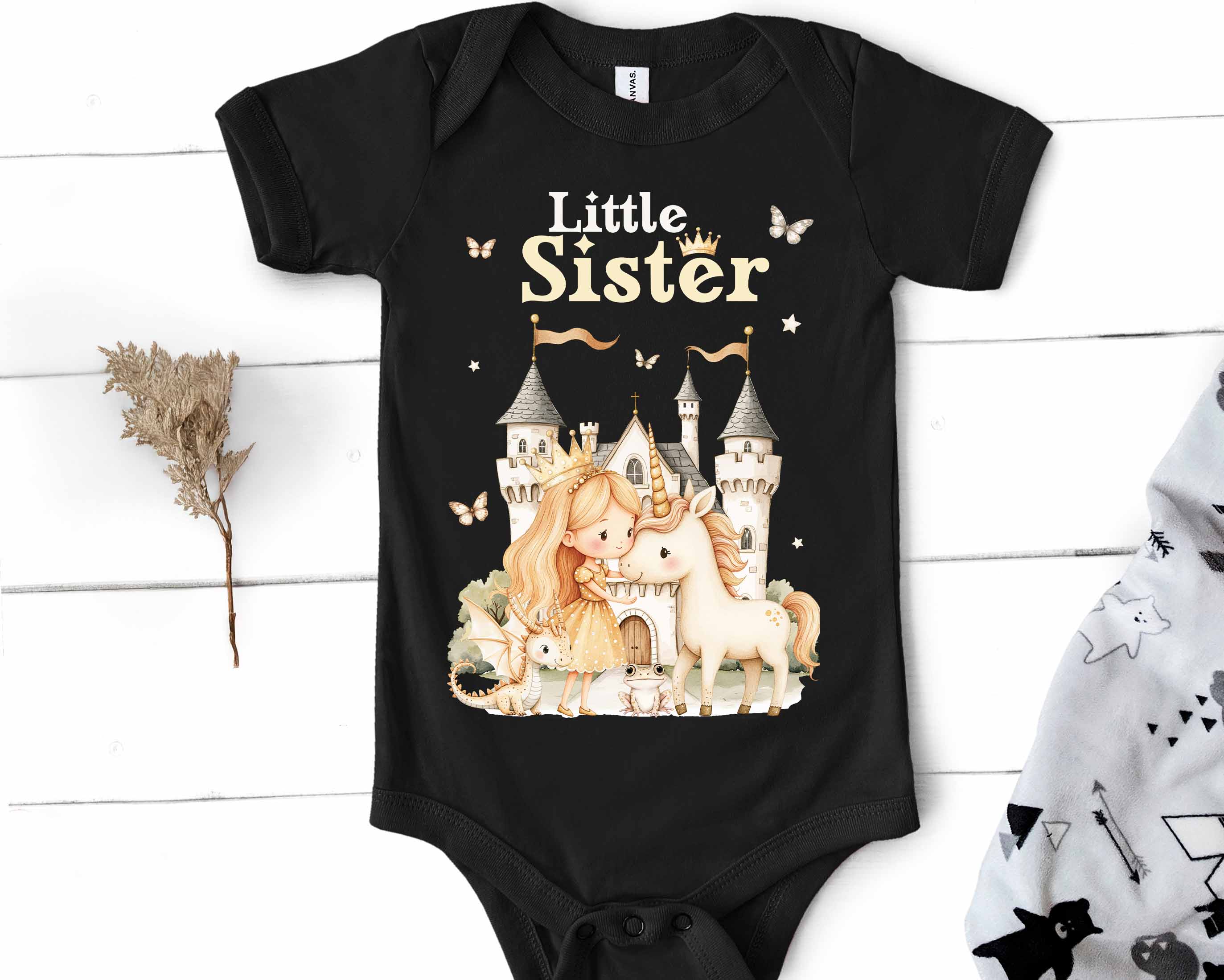 Big Sister & Little Sister Princess Matching Outfit - Unicorn Sisters Shirts, Unicorn Theme Matching Outfits, Big Sister Princess Shirt