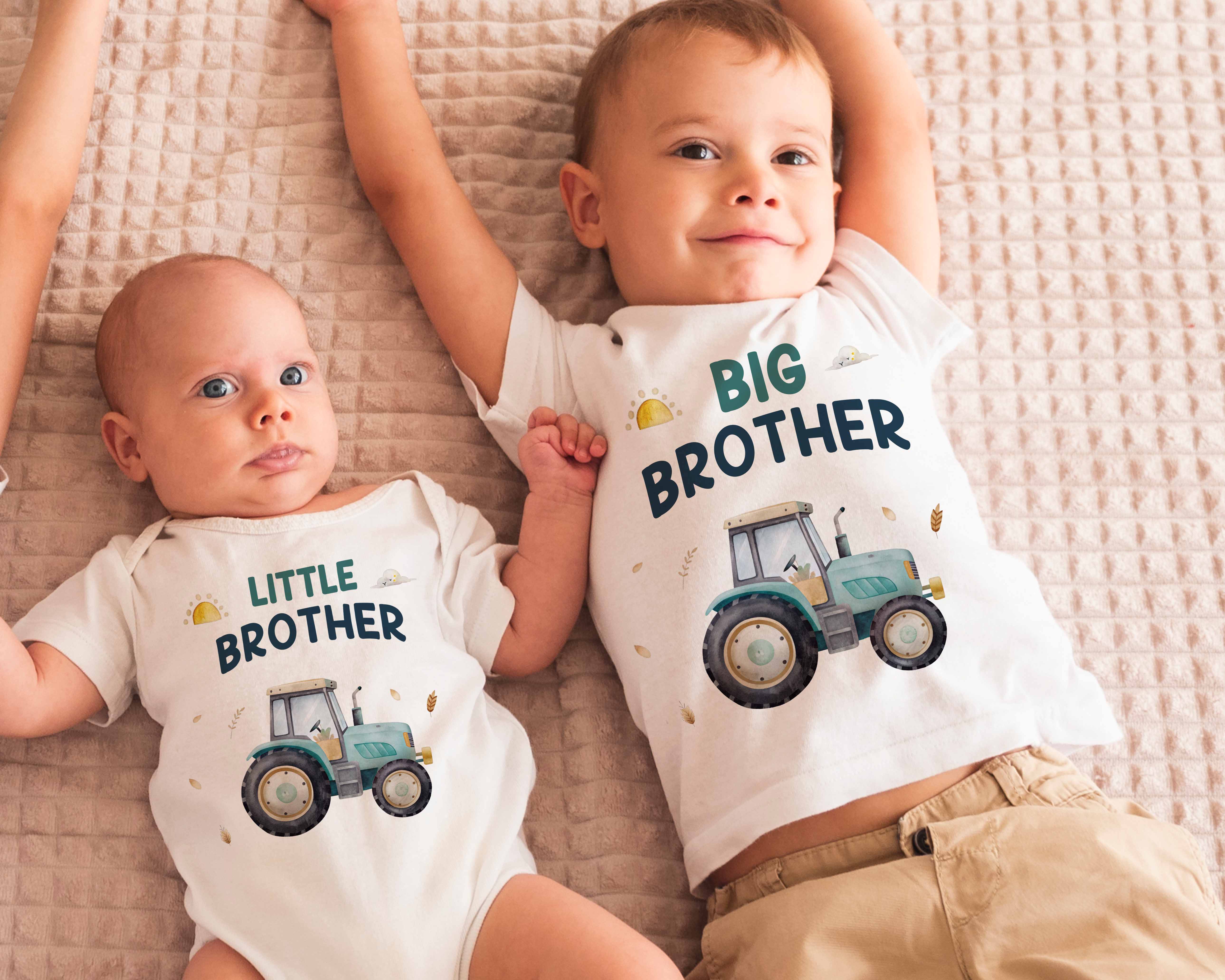 Big Brother & Little Brother Matching Outfit - Tractor Sibling Shirts
