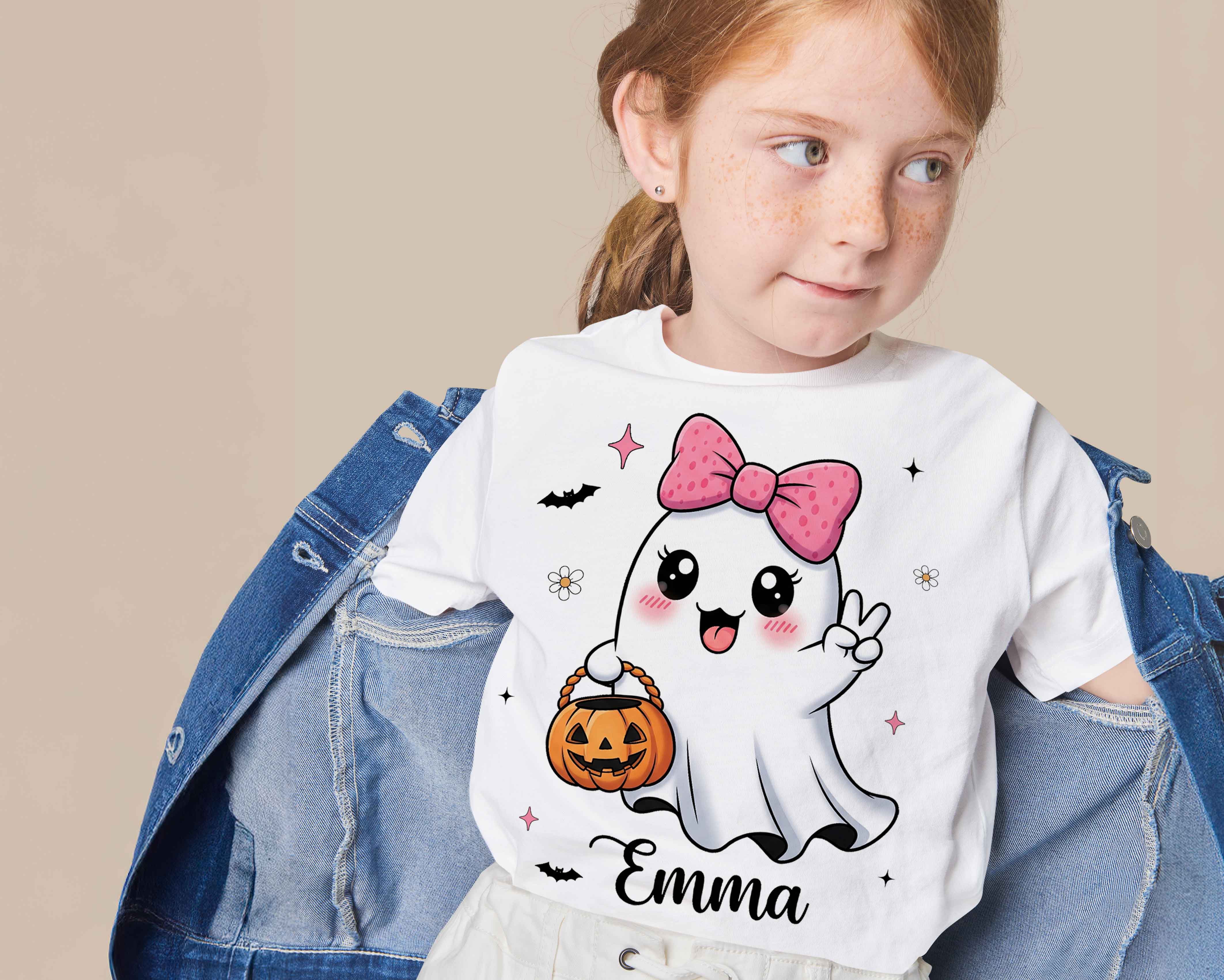 Cute Little Ghost Matching Outfit for sisters, Personalized Matching shirt for sisters, Halloween Matching Shirts for Sister, Spooky Outfit