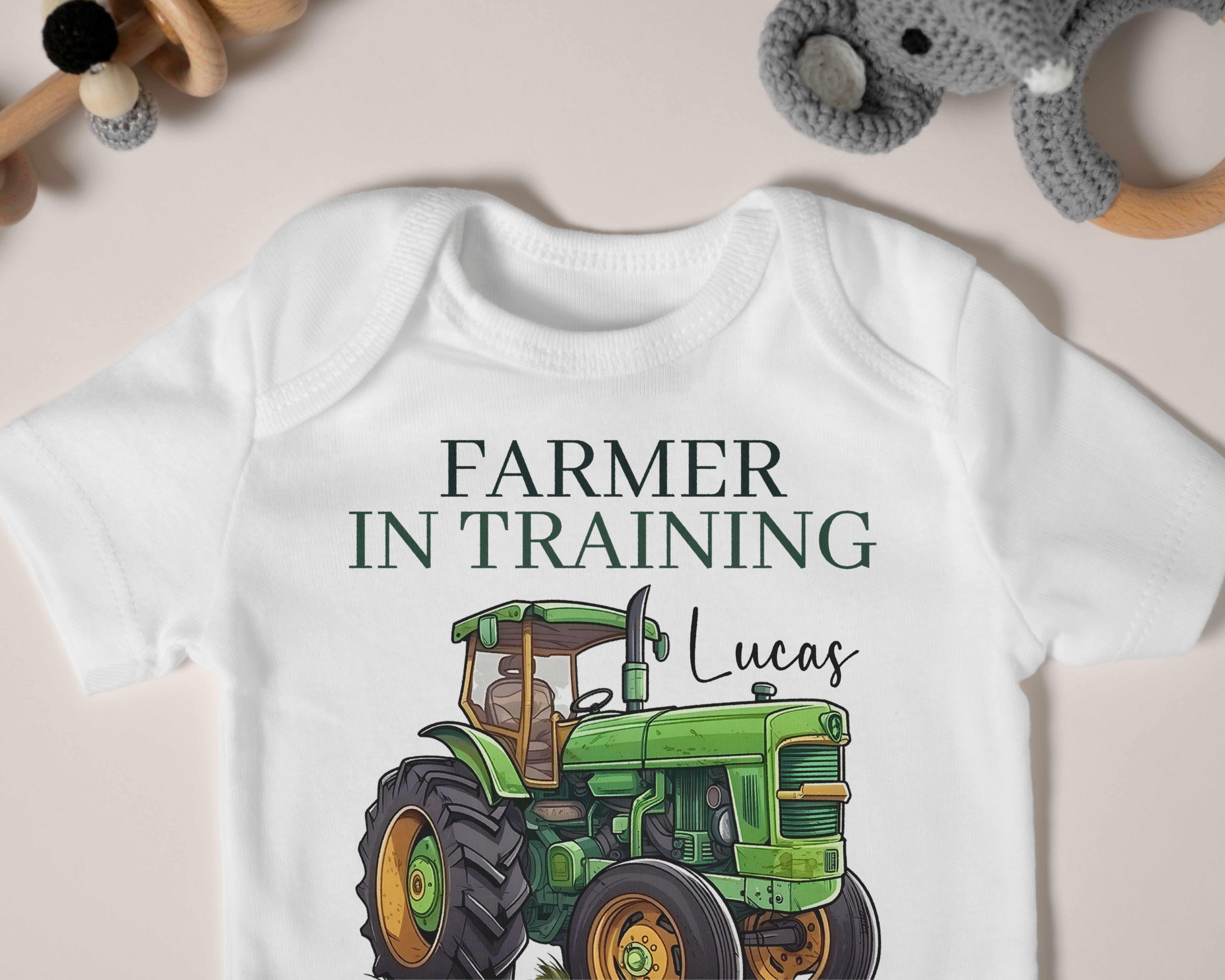 Farmer in Training and Trainer Shirt Set – Matching Brother and Baby Tractor Outfits, Custom Farm Baby Clothes, Country Family Gift