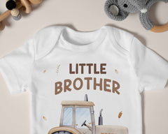 Big Brother & Little Brother Matching Outfit - Tractor Sibling Shirts