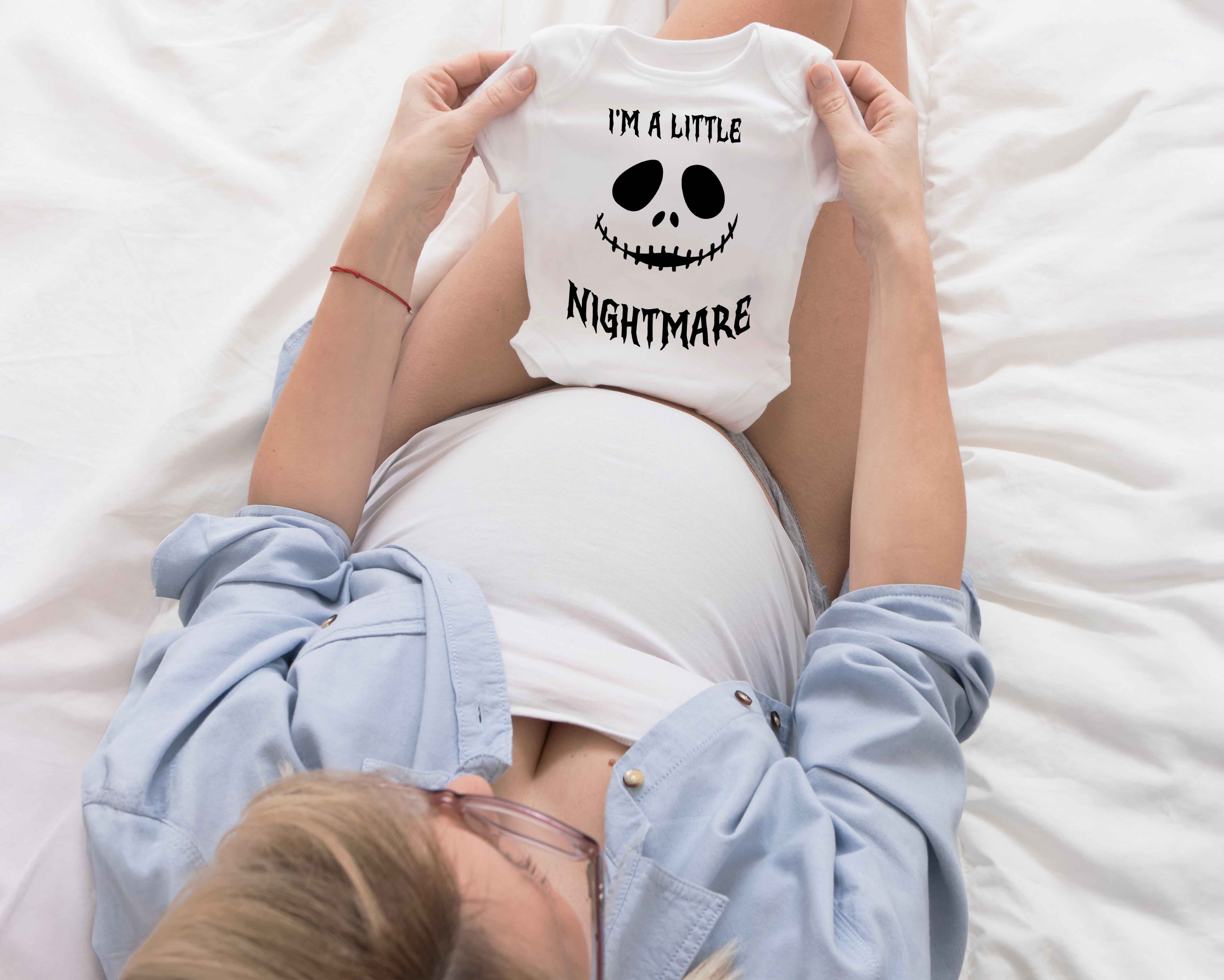 I'm a little Nightmare Baby Bodysuit, Nightmare Clothing for Baby, Costume Halloween Body for Gift, Halloween Gift for Baby Announcement
