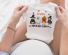 Matching Halloween Outfit for Mom and Baby – Spooky Crew Bodysuit and T-Shirt Set – Personalised Family Halloween Shirts
