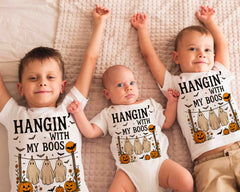 Halloween Matching Outfit for siblings - Hangin' with by boos matching shirt for brothers, Halloween Matching Shirts for Sisters