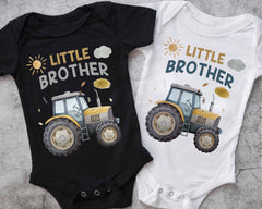 Big Brother & Little Brother Matching Outfit - Tractor Sibling Shirts