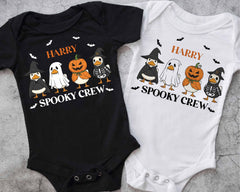 Matching Halloween Outfit for Mom and Baby – Spooky Crew Bodysuit and T-Shirt Set – Personalised Family Halloween Shirts