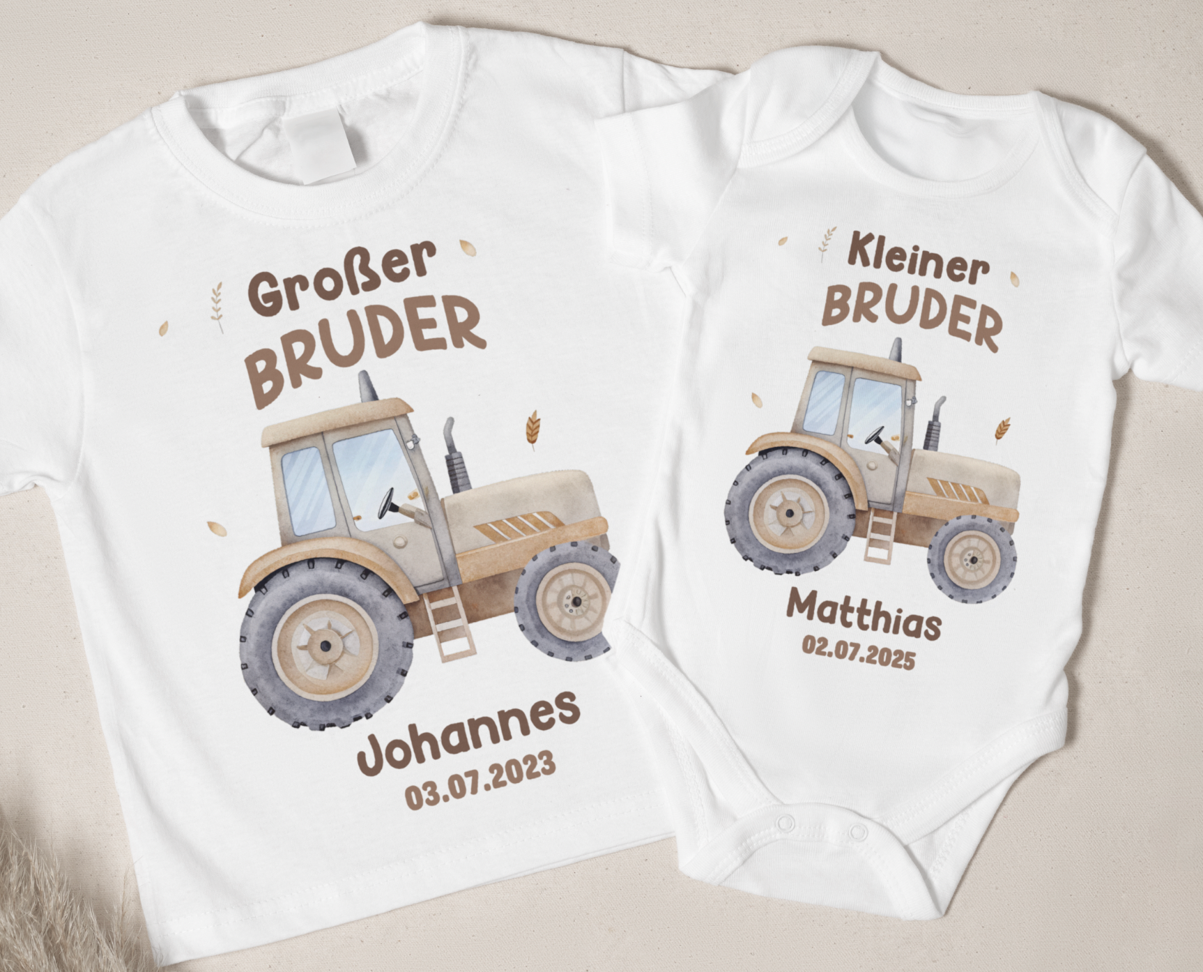 Big Brother & Little Brother Matching Outfit - Tractor Sibling Shirts
