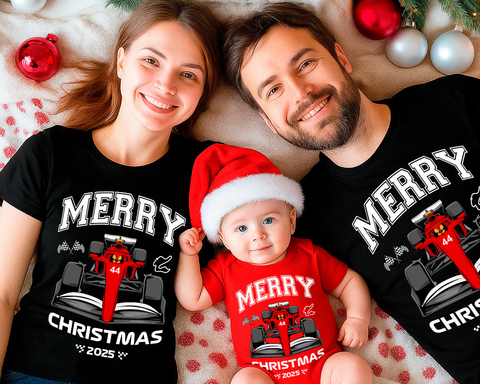 Christmas Racing Matching Family T-Shirt, Infant Racing Outfits for Christmas - Christmas Matching Pajamas with pants, Christmas Body 44