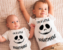 I'm a little Nightmare Baby Bodysuit, Nightmare Clothing for Baby, Costume Halloween Body for Gift, Halloween Gift for Baby Announcement