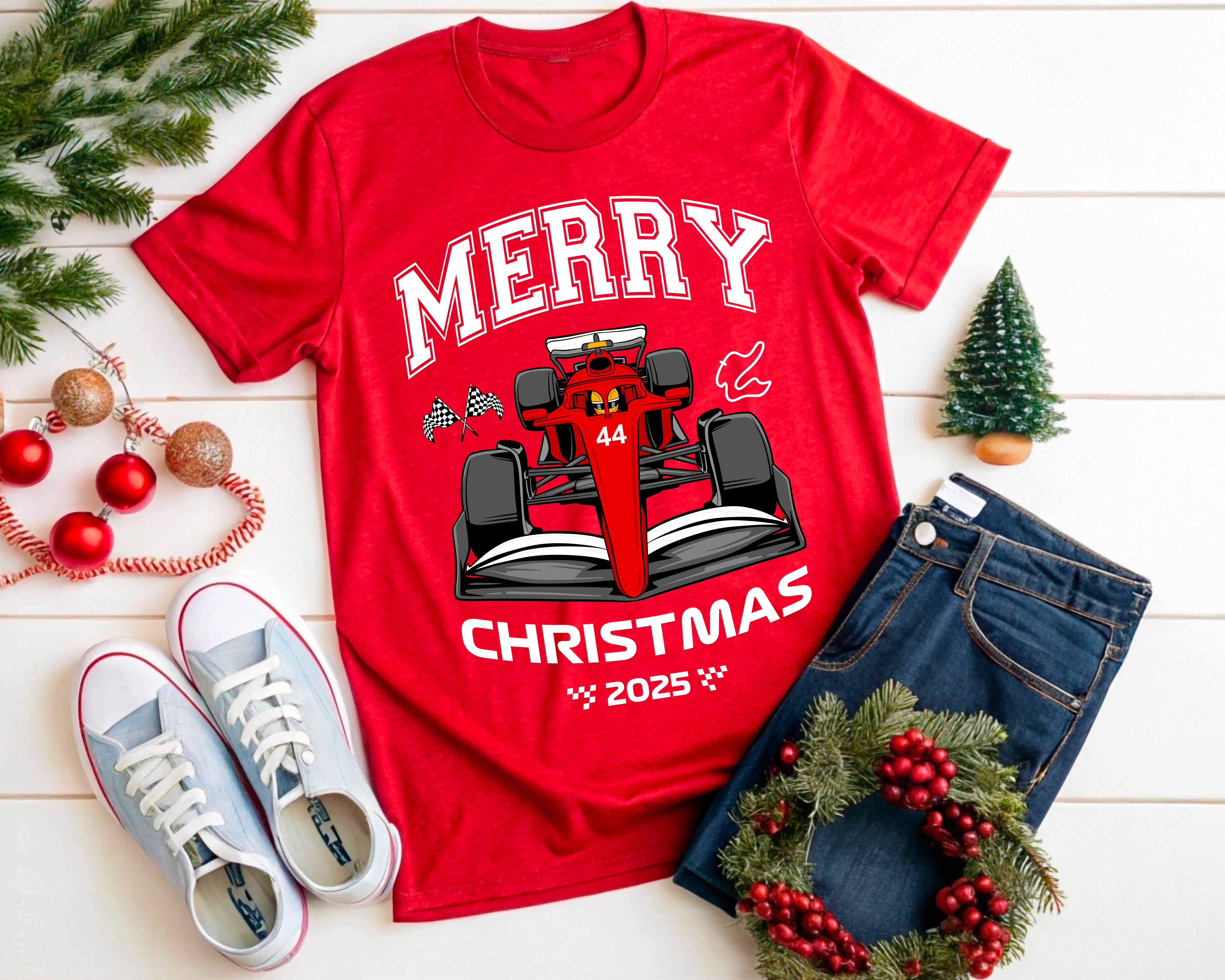 Christmas Racing Matching Family T-Shirt, Infant Racing Outfits for Christmas - Christmas Matching Pajamas with pants, Christmas Body 44